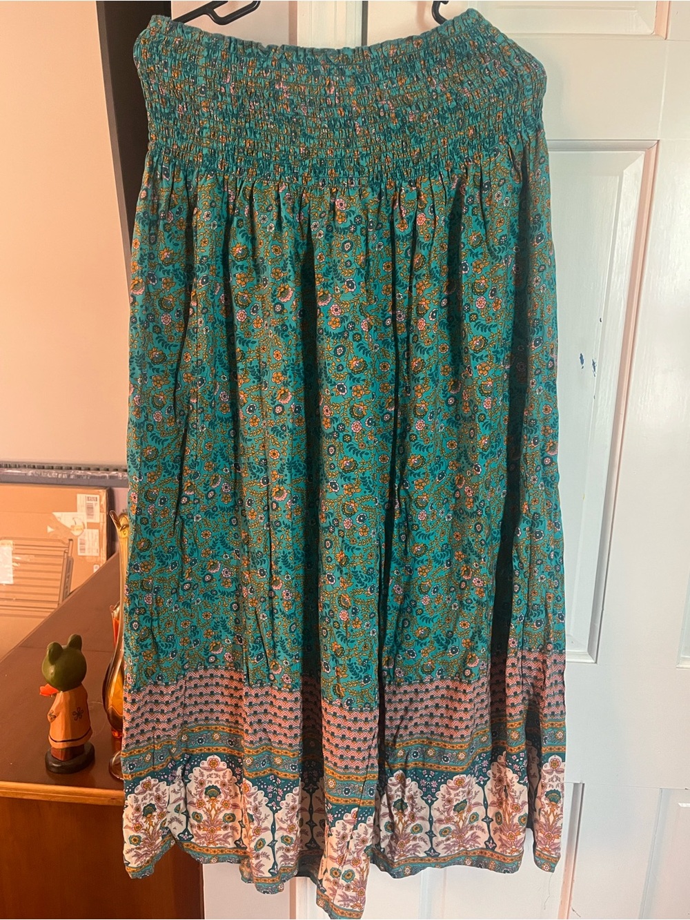 Teal Floral Boho wide leg pants